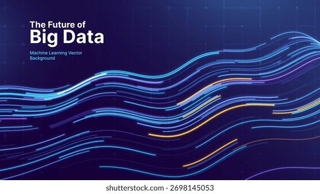 Conceito de transformação digital com fluxo de dados futurista e visualização de tecnologia inteligente. Big Data abstrato, inteligência artificial AI e design de automação. Ilustração do vetor de tecnologia e ciência.