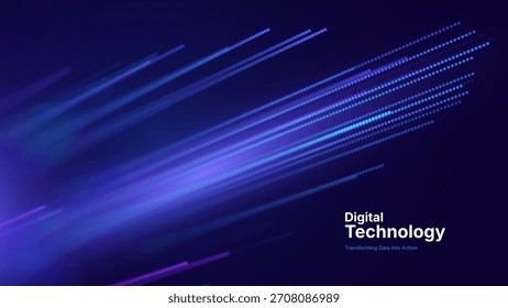 Concepto de transformación digital con flujo de datos futurista y visualización inteligente de Tecnología. Big Data Abstractas, inteligencia artificial, IA y diseño de automatización. Tecnología y Ilustración vectorial de la Ciencia.