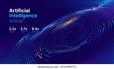 Digital Transformation Concept with Futuristic Data Flow and Smart Technology Visualization. Abstract Big Data, Artificial Intelligence AI, Automation Design. Tech and Science Vector Illustration.