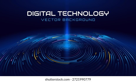 Conceito de transformação digital com fluxo de dados futurista e visualização de tecnologia inteligente. Big Data abstrato, inteligência artificial AI, design de automação. Ilustração do vetor de tecnologia e ciência.