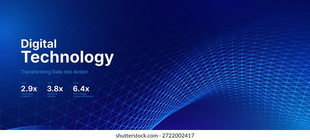 Concepto de transformación digital con flujo de datos futurista y visualización inteligente de Tecnología. Big Data Abstractas, inteligencia artificial, IA y diseño de automatización. Tecnología y Ilustración vectorial de la Ciencia.