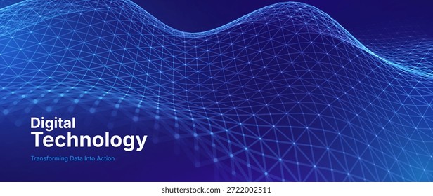 Concepto de transformación digital con flujo de datos futurista y visualización inteligente de Tecnología. Big Data Abstractas, inteligencia artificial, IA y diseño de automatización. Tecnología y Ilustración vectorial de la Ciencia.
