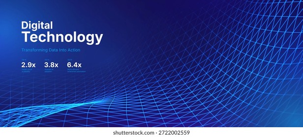 Digitales Transformationskonzept mit futuristischem Datenfluss und intelligenter Technologievisualisierung. Abstrakte Big Data, künstliche Intelligenz KI und Automatisierungsdesign. Vektorgrafik aus Technik und Wissenschaft.