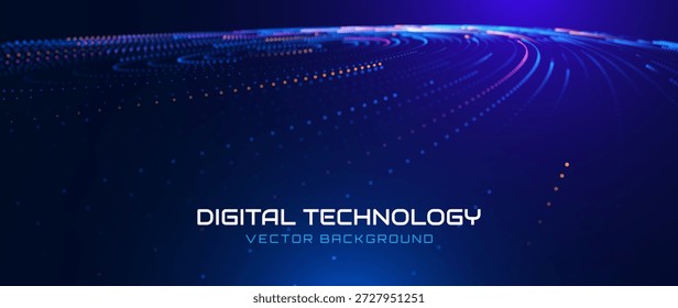 Conceito de transformação digital com fluxo de dados futurista e visualização de tecnologia inteligente. Big Data abstrato, inteligência artificial AI, design de automação. Ilustração do vetor de tecnologia e ciência.