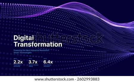 Digital Transformation Concept with Futuristic Data Flow and Smart Technology Visualization. Abstract Big Data, Artificial Intelligence AI, and Automation Design. Tech and Science Vector Illustration.