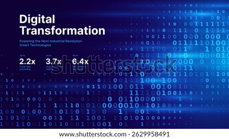Digital Transformation Concept with Futuristic Data Flow and Smart Technology Visualization. Abstract Big Data, Artificial Intelligence AI, and Automation Design. Tech and Science Vector Illustration.