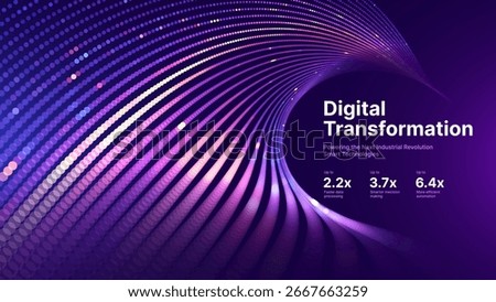 Digital Transformation Concept with Futuristic Data Flow and Smart Technology Visualization. Abstract Big Data, Artificial Intelligence AI, and Automation Design. Tech and Science Vector Illustration.