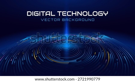 Digital Transformation Concept with Futuristic Data Flow and Smart Technology Visualization. Abstract Big Data, Artificial Intelligence AI, Automation Design. Tech and Science Vector Illustration.