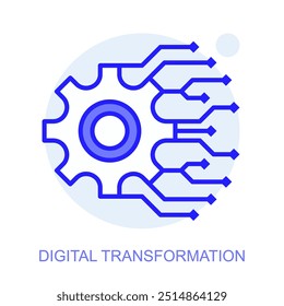 Digital Transformation concept icon. Smart factory. Modern technologies. Industry 4.0. Automated production. Vector linear illustration.