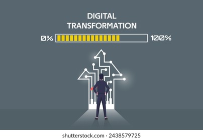 Konzept der digitalen Transformation, im Fortschritt neuer Innovationssysteme und -technologien 