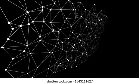 Digital transformation, connected lines and dots 3d vector concept