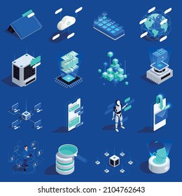 Digital Transformation And Digitalization Isometric Icons Set Isolated Vector Illustration