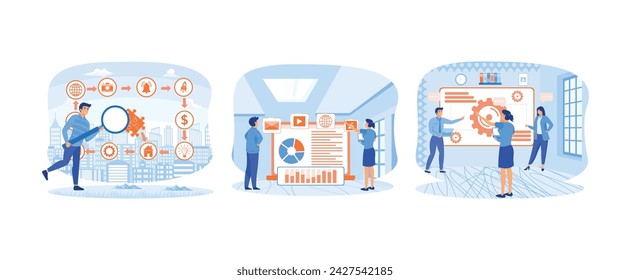 Digital Transformation. Email campaigns. Digital Transformation with people. Digital Transformation set flat vector modern illustration