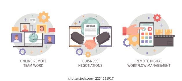 Digital transformation flat concept set with digitalization symbols isolated vector illustration