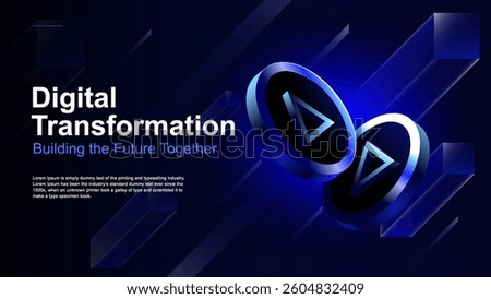 Digital Transformation – Futuristic Technology Concept with Neon 3D Icons and Innovation Theme