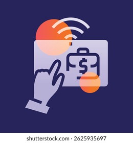 Digital transformation glassmorphism illustration. Transparency blur elements. Ui layered design. Vector isolated element. 