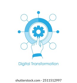 Digital Transformation Icon for Adapting to the Digital Age with Advanced Technologies with editable stroke.