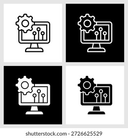 Ícone de transformação digital com fundo preto e branco
