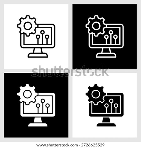 Digital Transformation Icon with Black and White Background