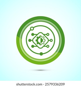 Digital transformation icon. Digitalization sign suitable for mobile apps, and web designs, Green color button design