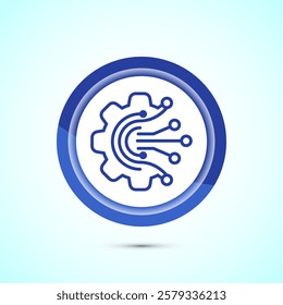 Digital transformation icon. Digitalization sign suitable for mobile apps, and web designs, Blue color button design