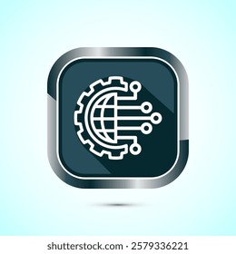 Digital transformation icon. Digitalization sign suitable for mobile apps, and web designs, Gray shadow button design