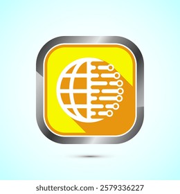 Digital transformation icon. Digitalization sign suitable for mobile apps, and web designs, Yellow shadow button design