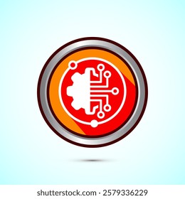 Digital transformation icon. Digitalization sign suitable for mobile apps, and web designs, Orange shadow button design