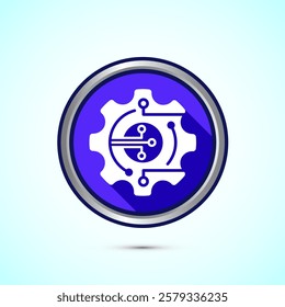 Digital transformation icon. Digitalization sign suitable for mobile apps, and web designs, Blue shadow button design