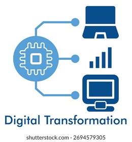 Ícone de transformação digital em estilo sólido duotônico. Ilustração vetorial para inovação empresarial e conceito de tecnologia de nuvem