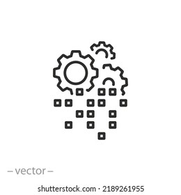 Symbol für digitale Transformation, industrielle Zukunft, Lufttechnologie, Symbol für dünne Linie auf weißem Hintergrund - bearbeitbarer Strich, Vektorgrafik