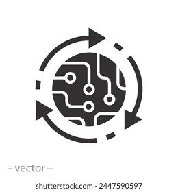 digital transformation icon, industrial future, ai technology, flat vector illustration