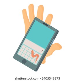 Digital transformation icon isometric vector. Smartphone and human palm up icon. Digitalization, electronic voting