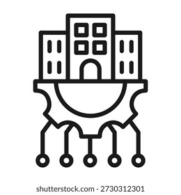 Ilustração vetorial de linha de ícone de transformação digital