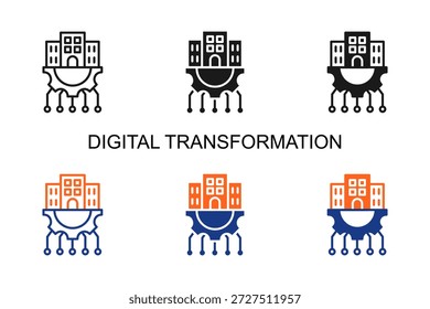 Ícone de transformação digital - Ilustração de vetor de vários estilos