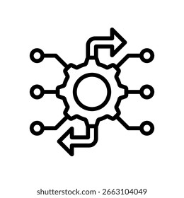 Ilustración vectorial de esquema de icono de transformación digital