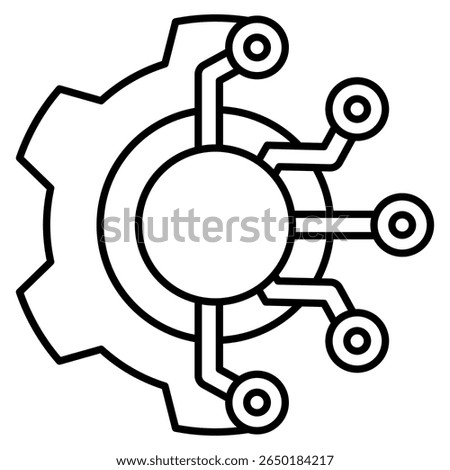Digital transformation icon represented by gear to circuit Line style.