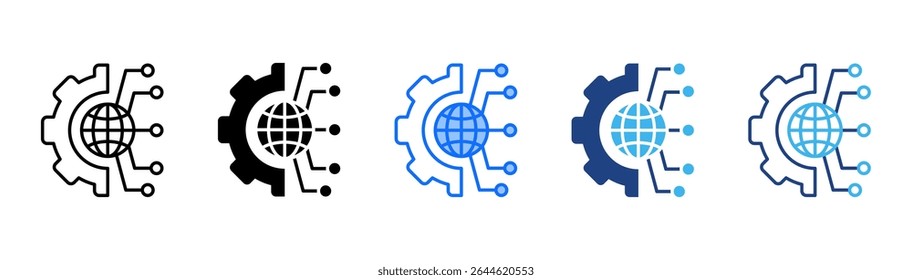Ícone Transformação digital define coleção de vários estilos
