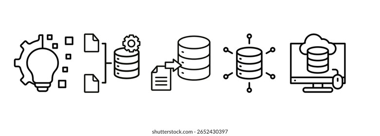 Digital Transformation Icon Set Multiple Style Collection, Containing design Digital Transformation, Data Migration, Data Integration, Data Hub
