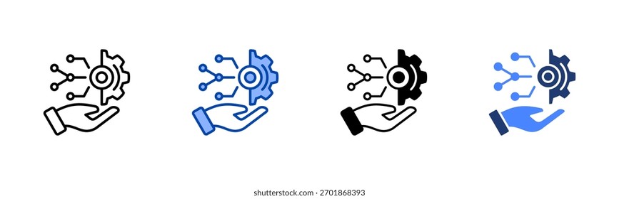 Ícone Transformação digital define coleção de vários estilos