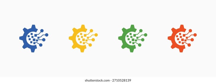 Elemento de estilo de color múltiple del conjunto del icono de la transformación digital para el diseño