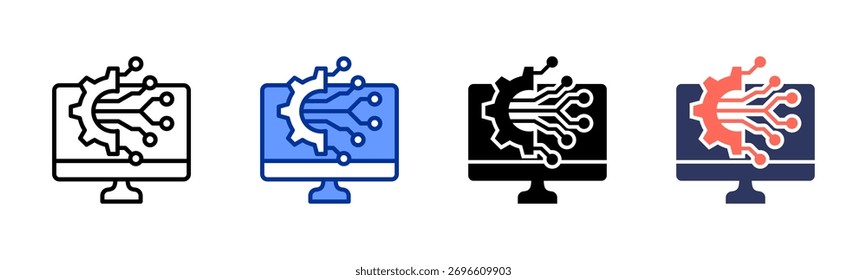 Coleta de vários estilos de folha de ícone de Transformação Digital