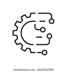 Icono de transformación digital, tecnología digital, tecnología de IA, Ilustración vectorial lineal EPS10