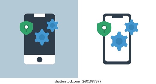 Digital Transformation Icon Vector Clipart. Phone and gear symbol.