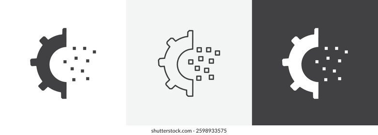 Digital transformation icons in Thin line black color. flat simple vector symbols illustration.