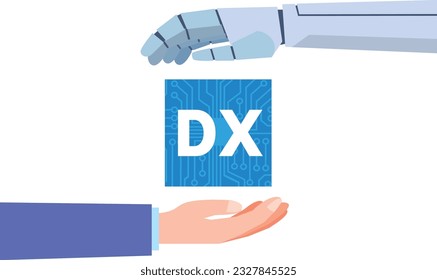 Digital transformation image illustration of robot and human hand