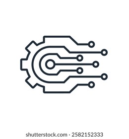 Digital transformation. Information technologies  computing, internet, digital process. Vector linear icon isolated on white background.