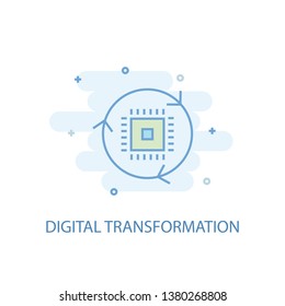 digital transformation line concept. Simple line icon, colored illustration. digital transformation symbol flat design. Can be used for UI/UX