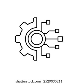 Digital Transformation line icon. linear style sign for mobile concept and web design. Digital technology outline vector icon. AI tech symbol, logo illustration. Vector graphics