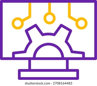 Design de ícone de vetor de duas cores de linha de transformação digital
